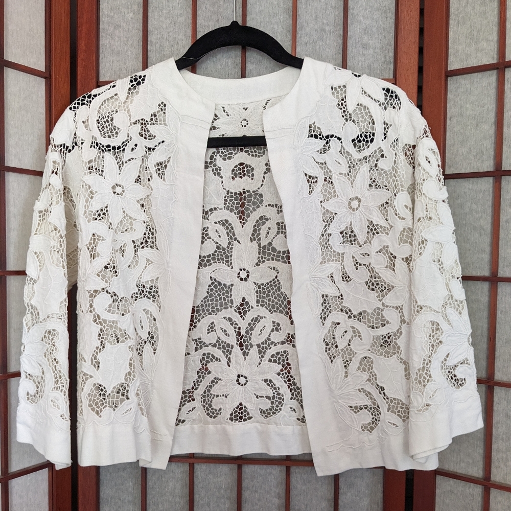 Vintage 1970s Linen Openwork Light Jacket